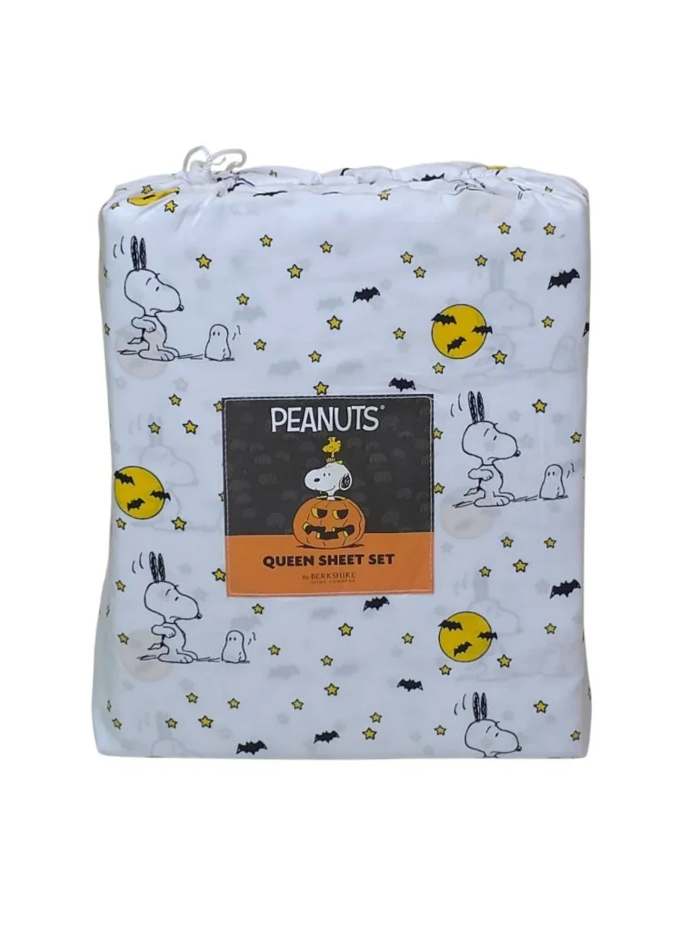 Peanuts Snoopy Halloween Queen Sheet Set By Berkshire Bats Ghosts Moon Polyester